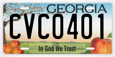 GA license plate CVC0401