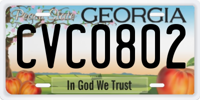 GA license plate CVC0802