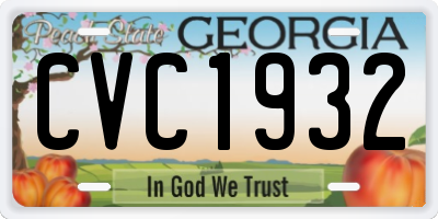 GA license plate CVC1932