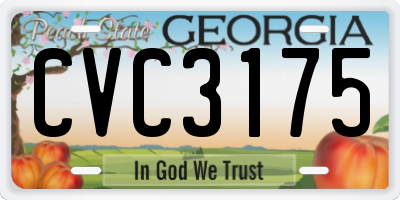 GA license plate CVC3175