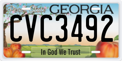 GA license plate CVC3492