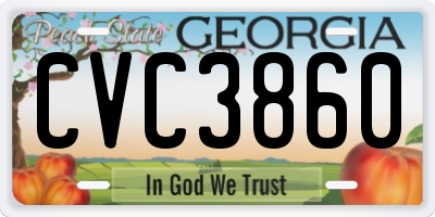 GA license plate CVC3860