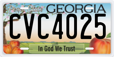 GA license plate CVC4025