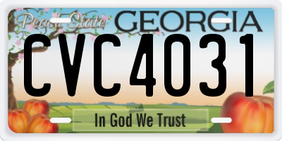 GA license plate CVC4031