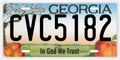 GA license plate CVC5182