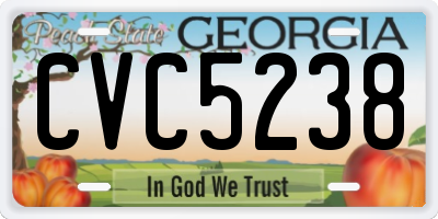 GA license plate CVC5238