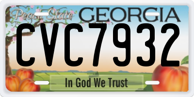 GA license plate CVC7932