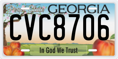GA license plate CVC8706
