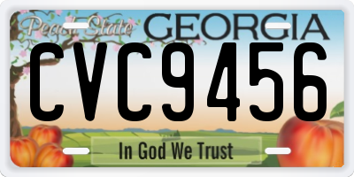 GA license plate CVC9456