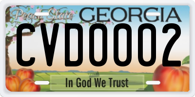 GA license plate CVD0002