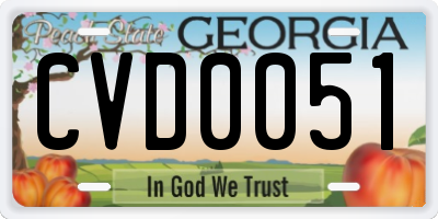 GA license plate CVD0051