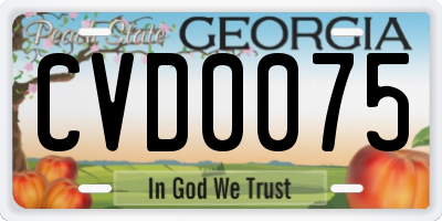 GA license plate CVD0075