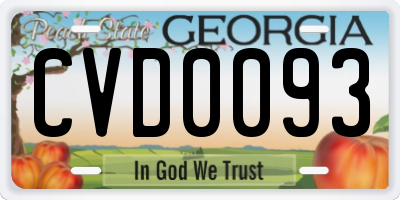 GA license plate CVD0093