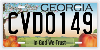 GA license plate CVD0149