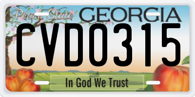 GA license plate CVD0315