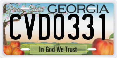 GA license plate CVD0331