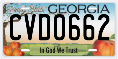 GA license plate CVD0662