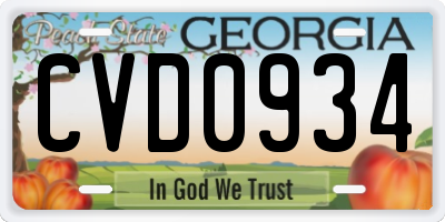 GA license plate CVD0934