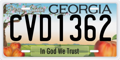 GA license plate CVD1362