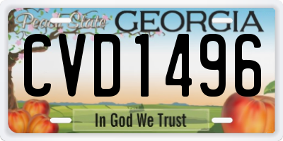 GA license plate CVD1496