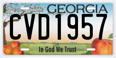 GA license plate CVD1957