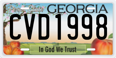 GA license plate CVD1998