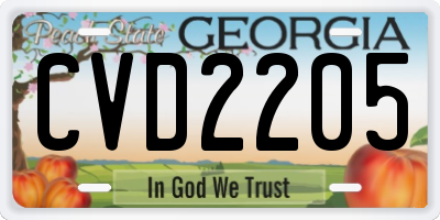 GA license plate CVD2205