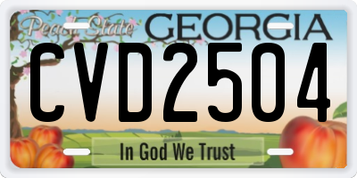 GA license plate CVD2504