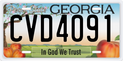 GA license plate CVD4091