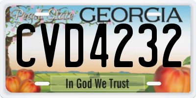 GA license plate CVD4232
