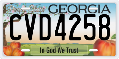 GA license plate CVD4258