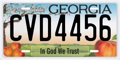 GA license plate CVD4456