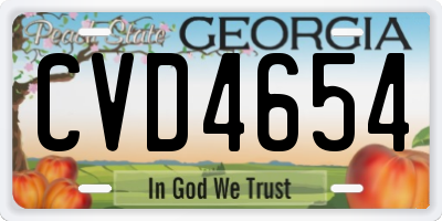 GA license plate CVD4654