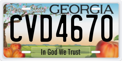 GA license plate CVD4670