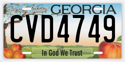 GA license plate CVD4749