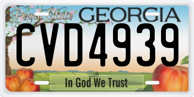 GA license plate CVD4939
