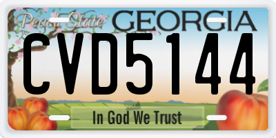 GA license plate CVD5144