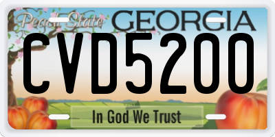 GA license plate CVD5200