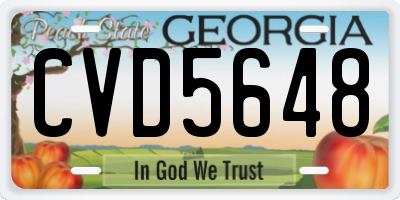 GA license plate CVD5648