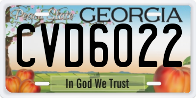 GA license plate CVD6022