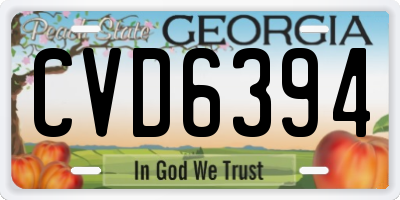 GA license plate CVD6394