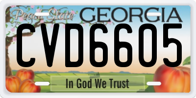 GA license plate CVD6605