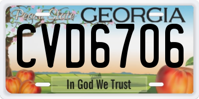 GA license plate CVD6706