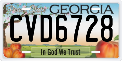 GA license plate CVD6728