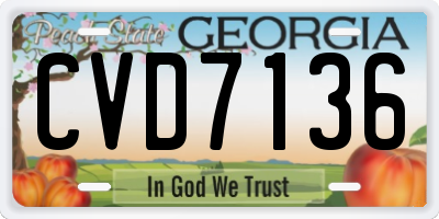 GA license plate CVD7136