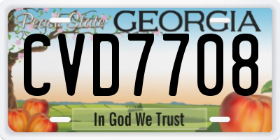 GA license plate CVD7708
