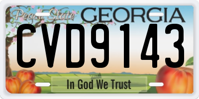 GA license plate CVD9143