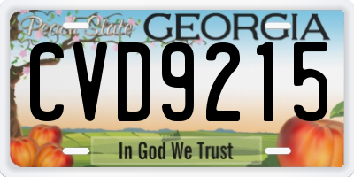 GA license plate CVD9215