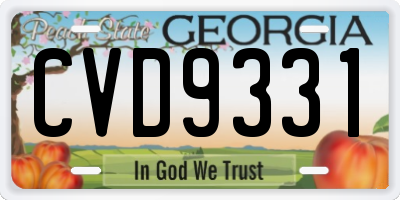 GA license plate CVD9331