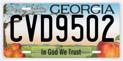 GA license plate CVD9502